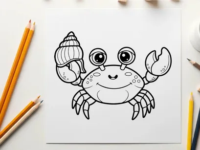 Cute smiling crab mascot vector illustration flat design