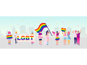 LGBT community rights protection protest flat vector illustration preview picture