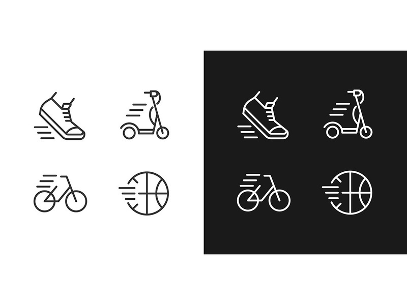 Sport activity pixel perfect linear icons set