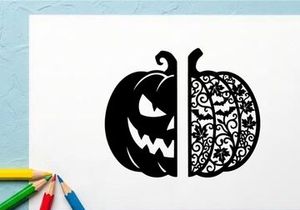 Labu Jack-o'-lantern Halloween dengan Ukiran Hias