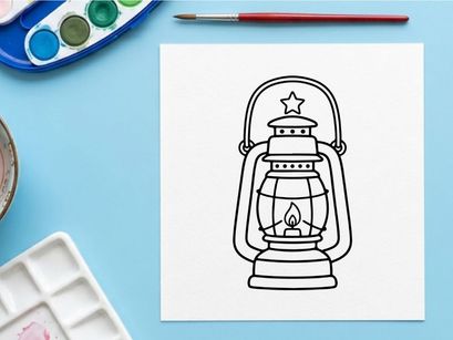 Vintage Öl-Laternen-Linienkunst-Symbol. Retro-Campinglampen-Illustration für Outdoor-Design.