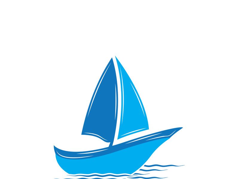Sailboat boat on sea ocean wave with logo design simple ship