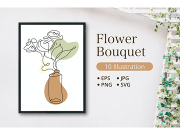 Flower Bouquet Shape Minimalist Line Art Drawing preview picture