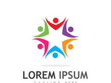 Community of people logo design with creative idea.