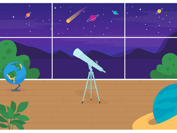 Astronomical observatory flat color vector illustration preview picture