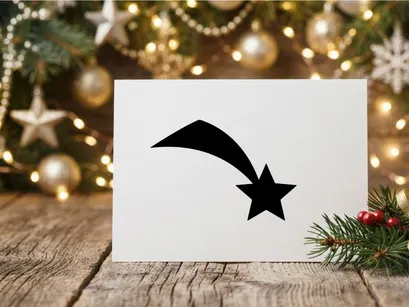 Black shooting star icon isolated on white background for Christmas and holiday design