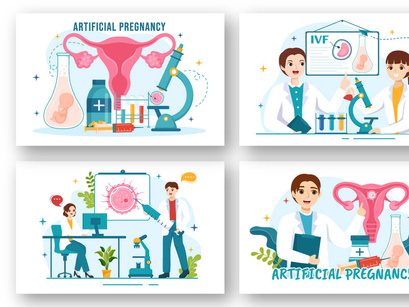 12 Artificial Pregnancy Vector Illustration