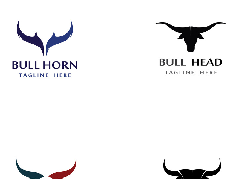 Retro vintage bull head horns logo design