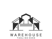 Warehouse modern storage logo business industry illustration