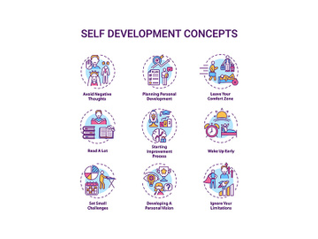 Self development concept icons set preview picture