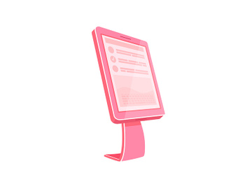 Pink self service kiosk flat color vector object preview picture