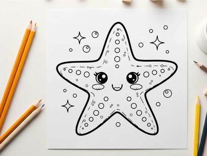 Cute cartoon starfish with faces vector illustration