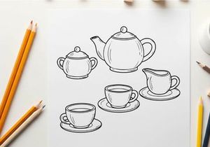 Tea set collection flat design vector illustration
