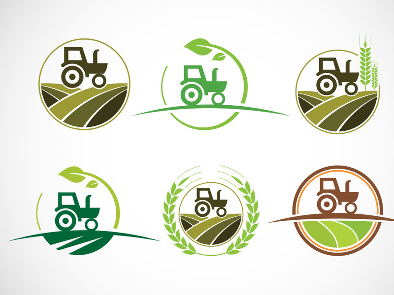 Tractor logo or farm logo set, suitable for any business related to agriculture industries.