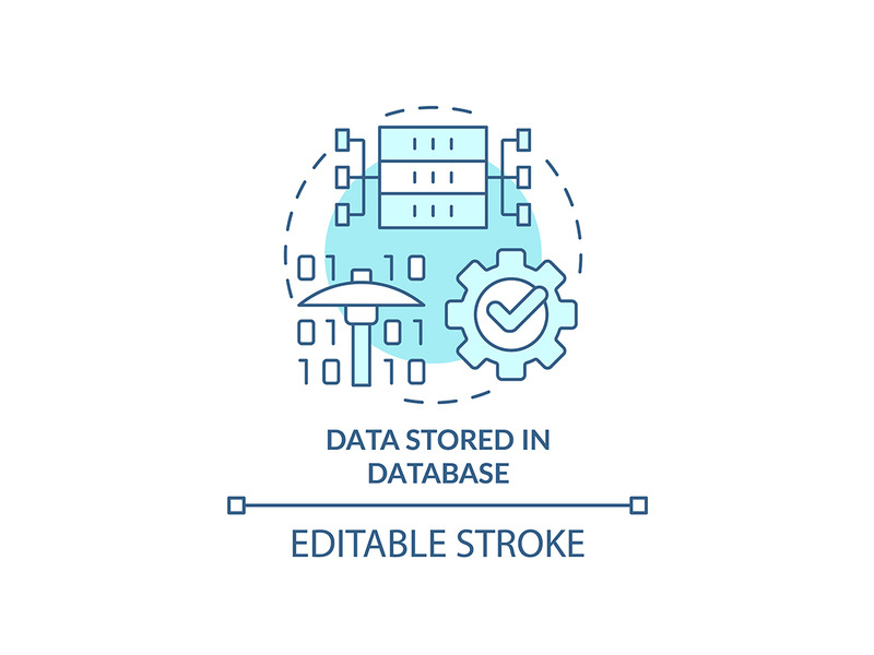 Data stored in database turquoise concept icon