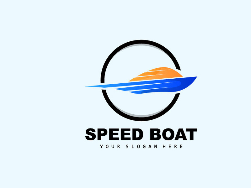 Speed Boat Logo, Fast Cargo Ship Vector, Sailboat, Design For Ship Manufacturing Company, Waterway Shipping, Marine Vehicles