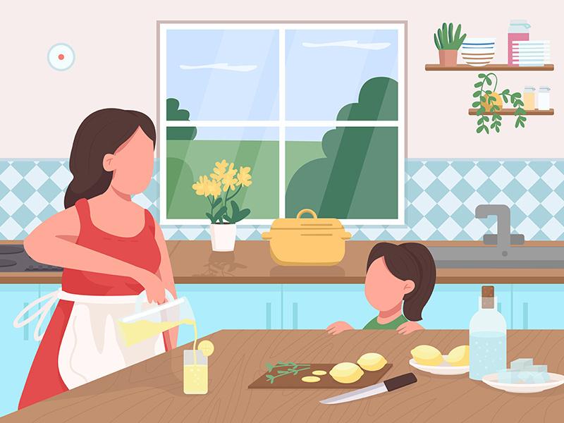 Make lemonade at home flat color vector illustration