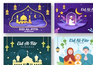 20 Happy Eid Al-Fitr Mubarak background illustration