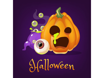 Creepy pumpkin cartoon vector illustration preview picture