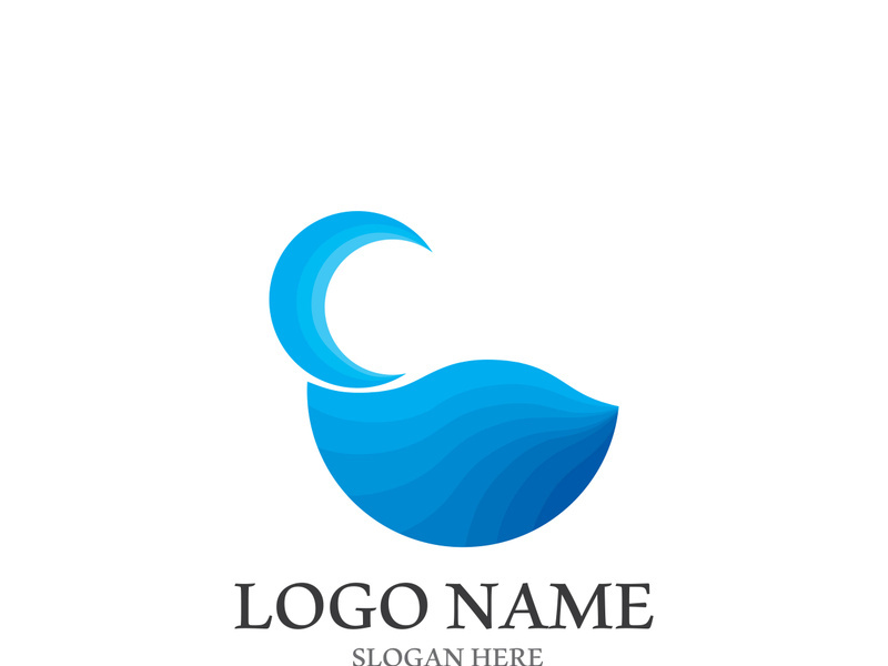 Wave beach vector illustration design logo