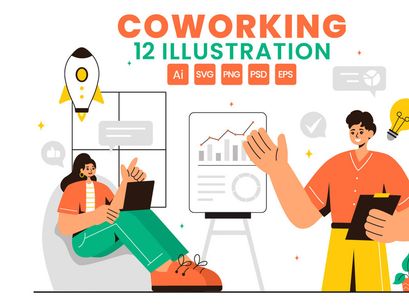 12 Coworking Business Illustration