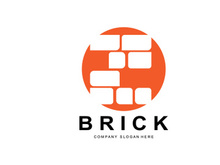 Bricks Logo Design, Material Stone Illustration Vector, Building Construction Icon