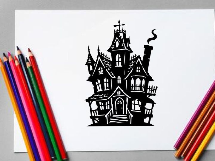 Haunted Victorian House Illustration for Horror or Halloween Themes