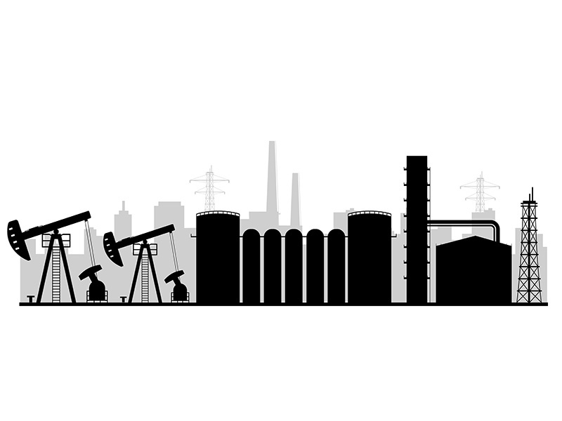 Refinery plant black silhouette vector illustration