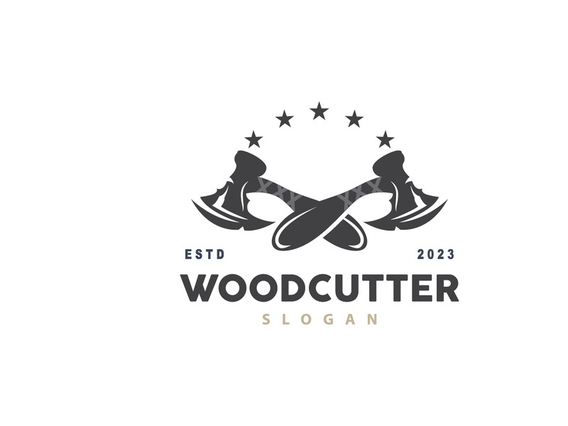 Ax Logo, Wood Cutting Tool Black Silhouette, Lumberjack Vector