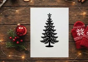 Silhouette of a Christmas Tree with Star Topper for Holiday Decor