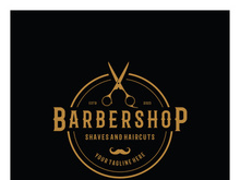 Barbershop logo vintage, retro, haircut, shaving, with scissors, shaving pole, comb, razor. for business, emblems, labels, barber shops, badges.