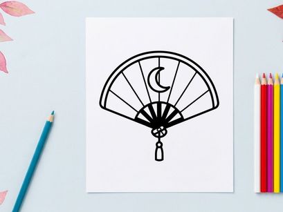 Handheld paper fan with ghost design for Halloween party. Spooky decorative accessory for festive celebrations and costume props.
