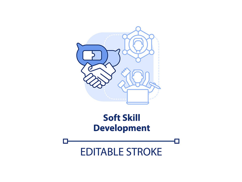 Soft skill development light blue concept icon