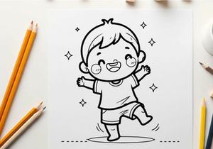 Happy toddler running joyfully vector illustration flat design