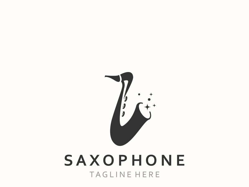Saxophone music logo design simple modern and minimalist illustration