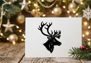 Stylized reindeer head silhouette for Christmas holiday decor