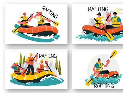 9 Rafting Sports Illustration