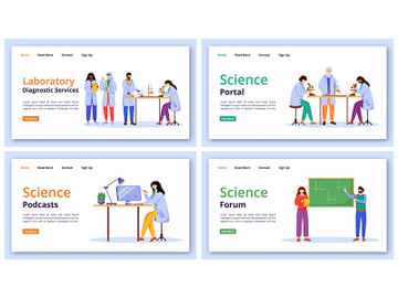 Science services landing page vector template set preview picture