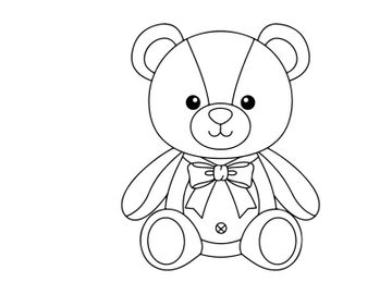 Cute teddy bear with bow tie vector illustration flat design preview picture