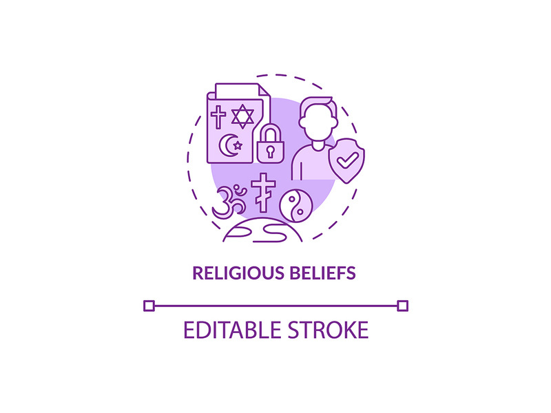 Religious beliefs purple concept icon
