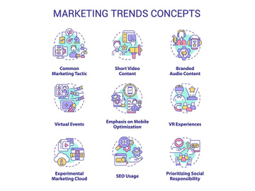 Marketing trends concept icons set preview picture