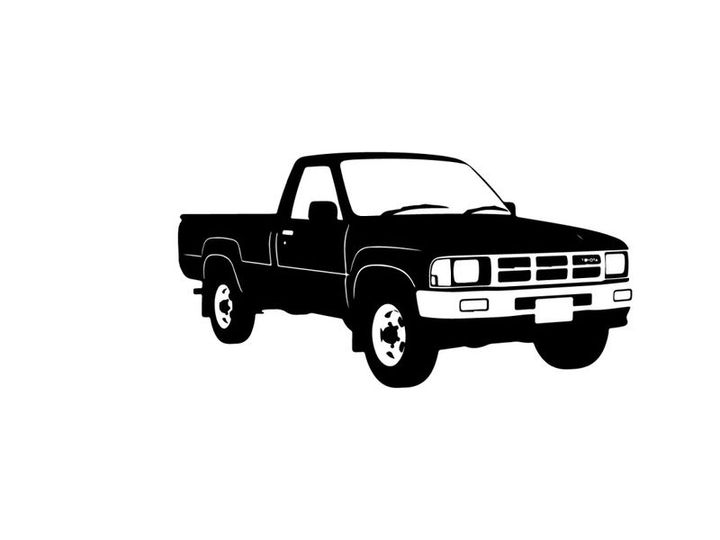 Silhouette of a pickup truck with a white background silhouette