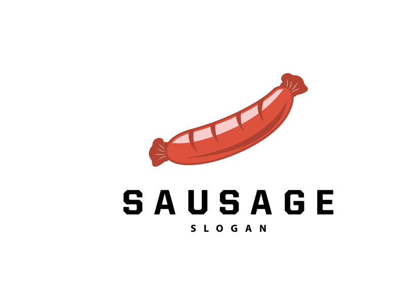 Sausage Logo, Vector Meat Fork and the Sausage Food
