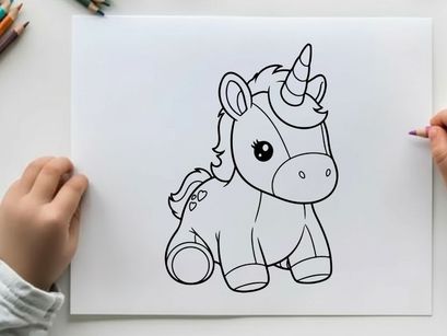 Cute cartoon unicorn sitting vector illustration flat design