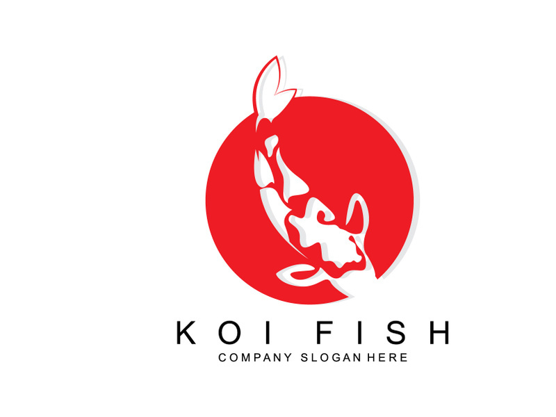 Koi Fish Logo Design, Ornamental Fish Vector, Aquarium Ornament Illustration Brand product