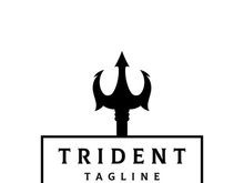 Retro vintage poseidon trident logo design.