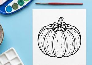 Ilustração fofa de abóbora para decoração de outono. Símbolo sazonal desenhado à mão para temas de colheita e Halloween.