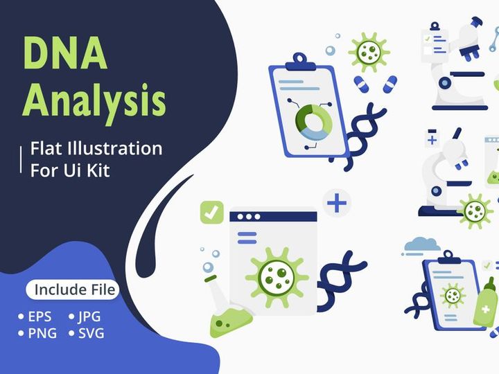 Flat illustration of DNA analysis