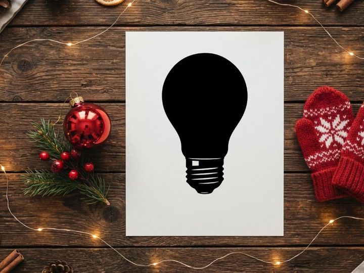 Black light bulb silhouette icon isolated on white background for creative design concepts