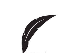 Feather quill design icon and logo illustration classic stationery